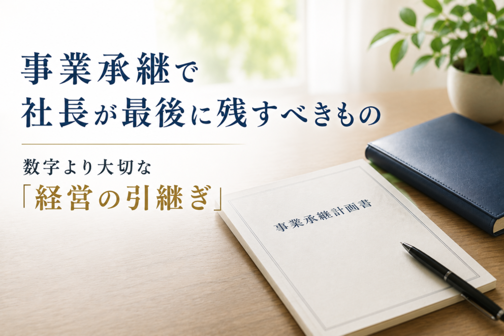事業承継で社長が最後に残すべきもの｜数字より大切な「経営の引継ぎ」