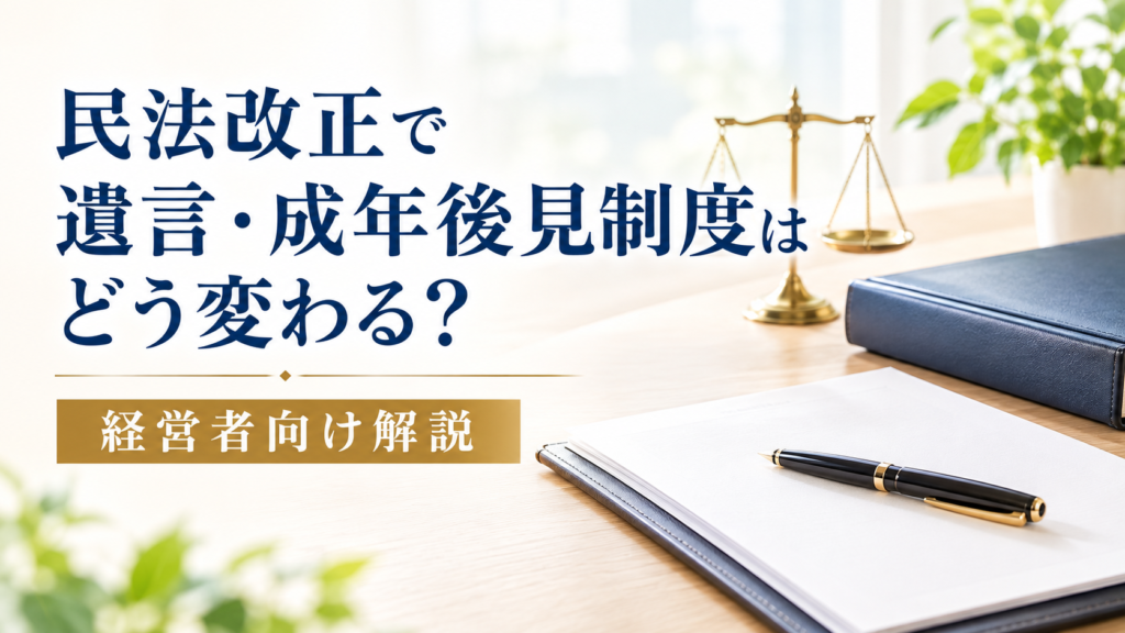 民法改正による遺言制度・成年後見制度の変更点を解説するイメージ画像